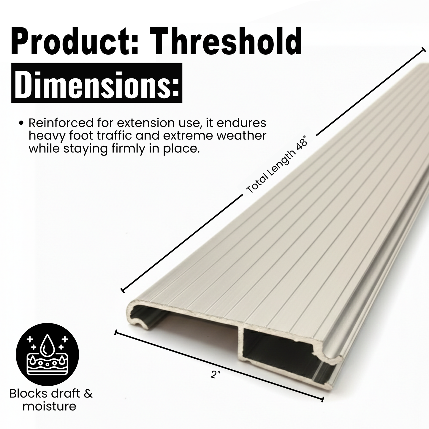 Aluminum Threshold Extension, Heavy-Duty Door Threshold Extender for Existing Threshold