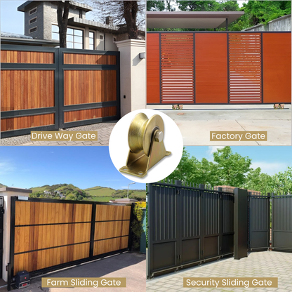 KC Hardware Stainless Steel U-Groove Wheel Pulley, Sliding Gate Rollers with Brackets, Rolling Gate Wheels, Heavy Duty Rigid Rollers for Inverted Track- 2 Inch, Load Capacity 660 LB