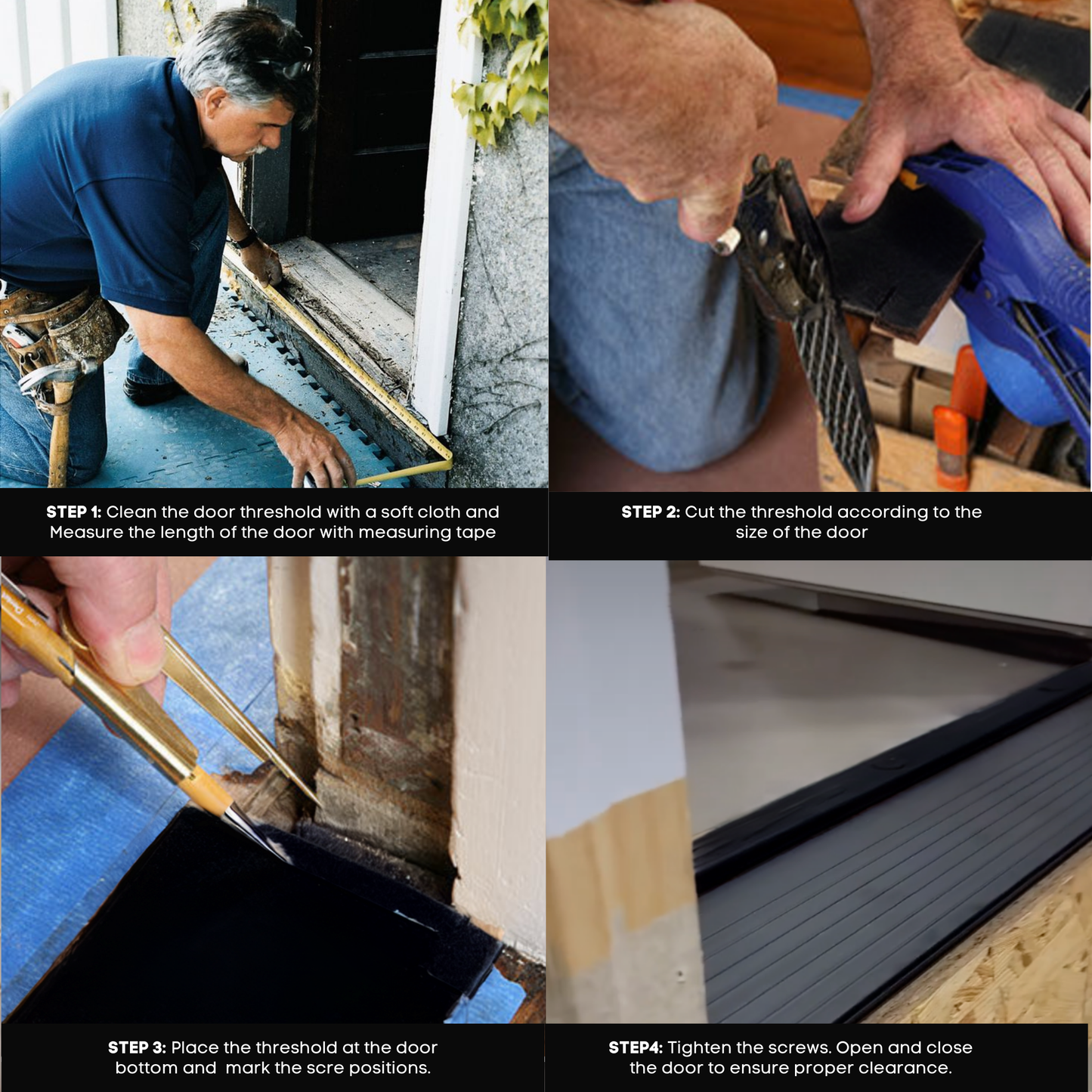 KC Hardware Exterior Door Threshold 4 9/16" Outdoor Swing Black Threshold Heavy Duty Adjustable Aluminum Door Sill Pan for Weatherproof & Easy Install for Residential/Commercial Use- 36" Length