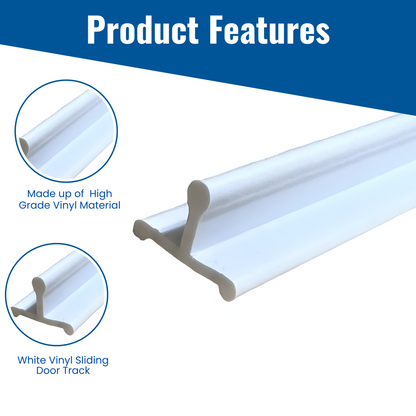 KC Hardware Vinyl Sliding Screen Door Track, Sliding Door Bottom Track Replacement, Patio Screen Door Guide- Flat White Vinyl- 72 Inches