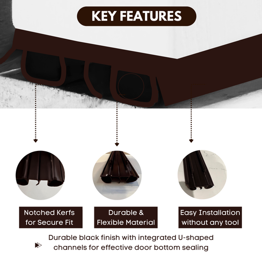 KC Hardware Dark Brown Vinyl Door Bottom Sweep with Notched Kerfs 36"