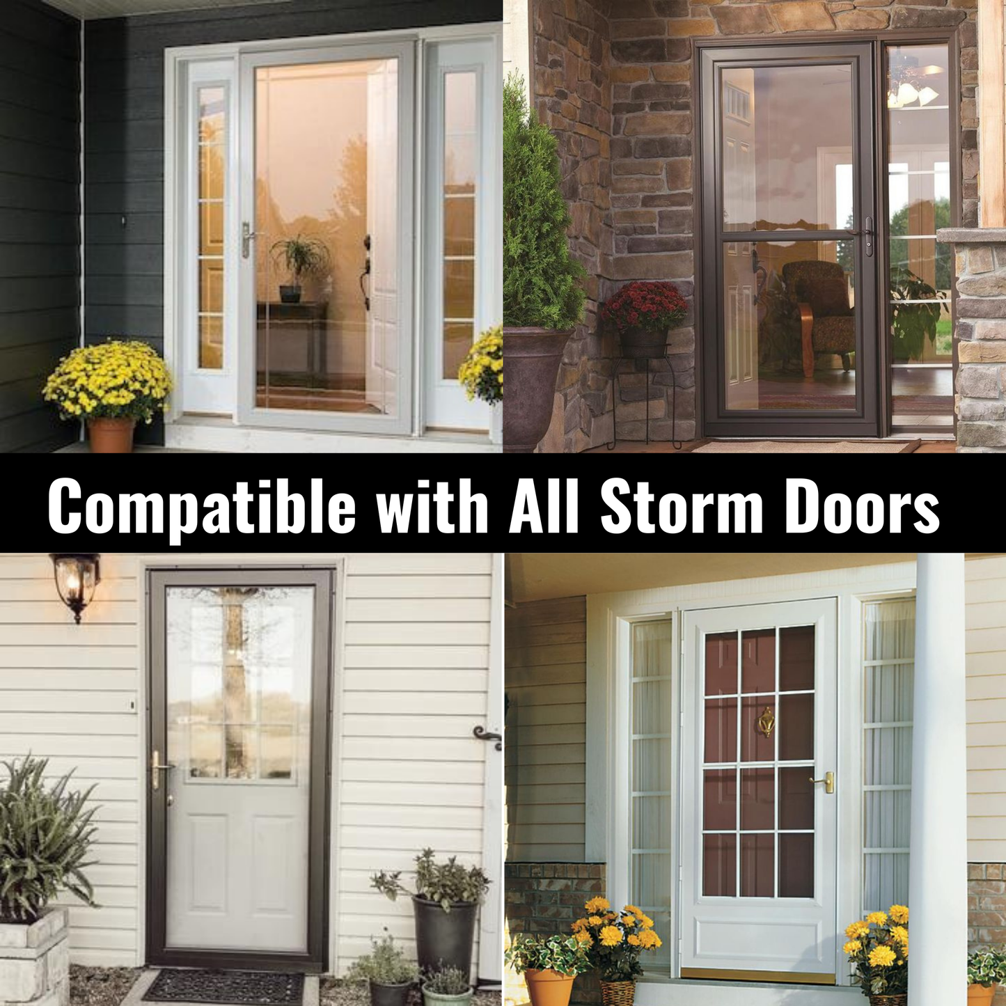 48 In White Aluminum U-Shaped Storm Door Bottom Sweep with Rubber Seal