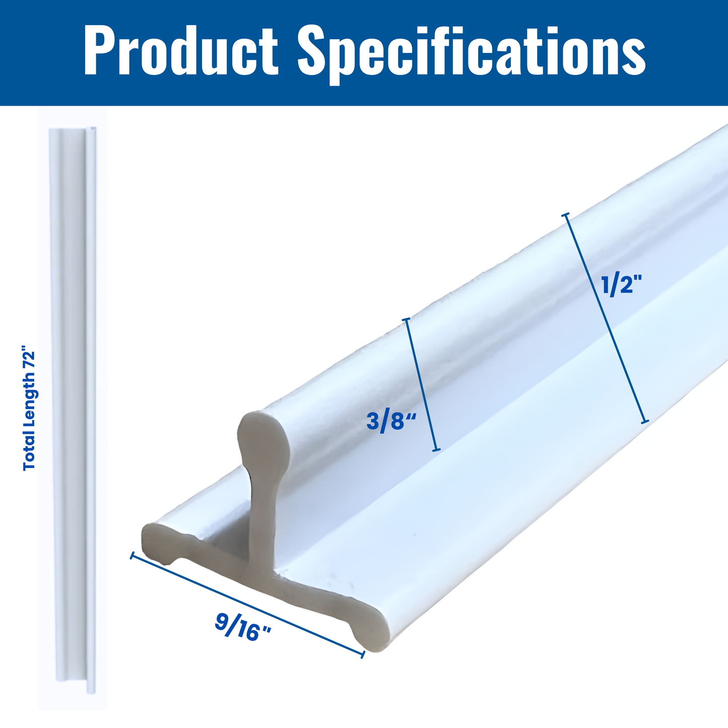 KC Hardware Vinyl Sliding Screen Door Track, Sliding Door Bottom Track Replacement, Patio Screen Door Guide- Flat White Vinyl- 72 Inches