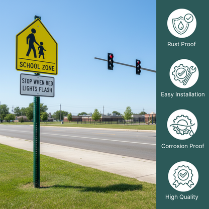 KC Hardware U-Channel Sign Post, Medium Weight | 6' Tall Baked Enamel Steel Post - Pack of 3