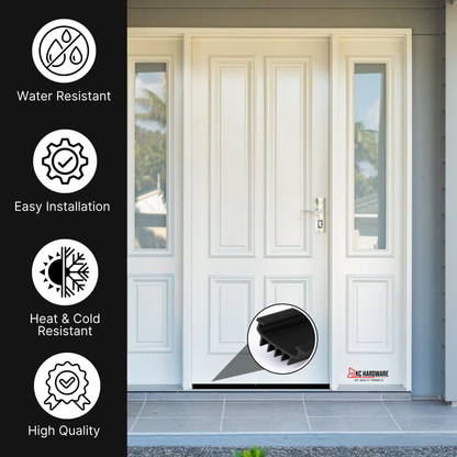 KC Hardware U Shaped Rubber Door Bottom Sweep| Weather Stripping Door Seal Bottom for Front Door Bottom| Under Door Seal for Exterior Doors| Black- 48 Inch