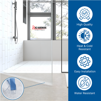 KC Hardware Frameless Shower Door Bottom Seal Strip with Drip Rail - Shower Door Seal Sweep for 1/2 Inch(10 -12mm) Thick Glass- Acts as a Leak Guard to Prevent Water Leaks- 39 Inch- Ultra Clear