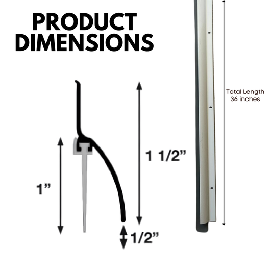 Aluminum Door Bottom Sweep with Rain Drip Cap, White/Grey, 36"