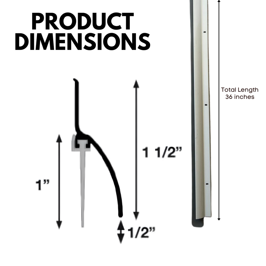 Aluminum Door Bottom Sweep with Rain Drip Cap, White/Grey, 36