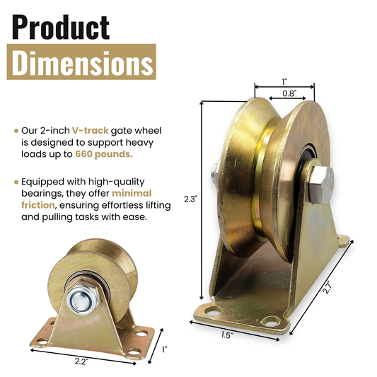 2" Stainless Steel V-Groove Gate Wheel Pulley with Bracket, 4 Pack