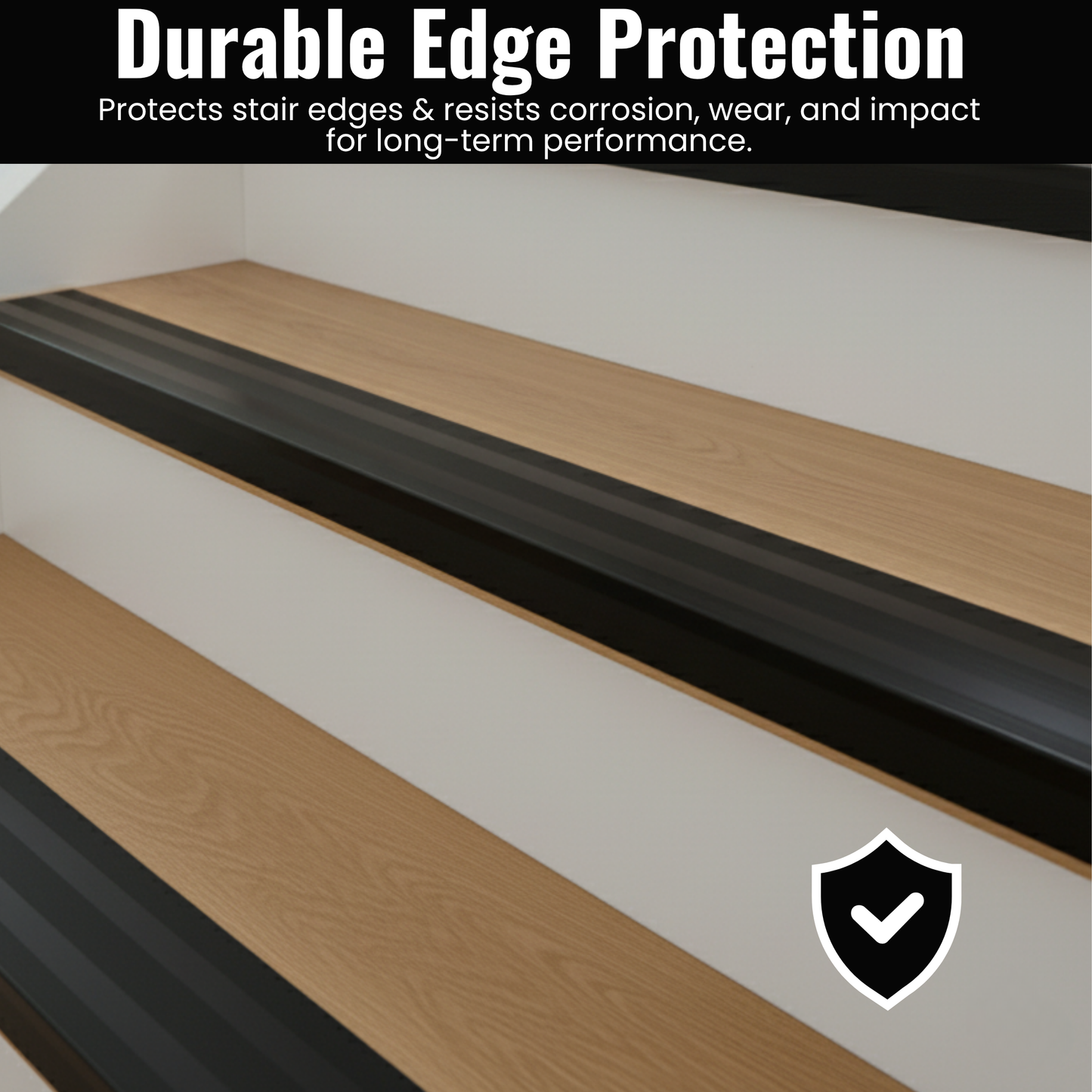 Black Aluminum Stair Nosing 36" length – Heavy-Duty Stair Edge Protector, Non-Slip Stair Nose Molding, Scratch-Resistant Stair Sill Trim for Safety & Durability