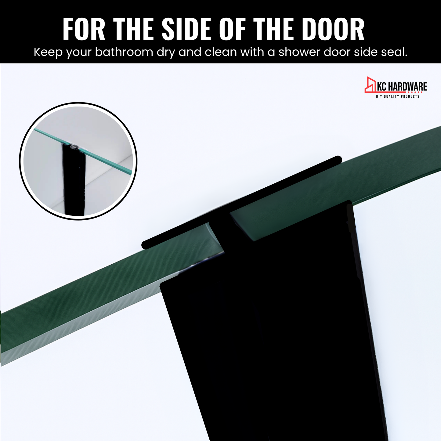 95" H-Type Shower Door Side Seal for 3/8" Glass (8–10mm) - Black