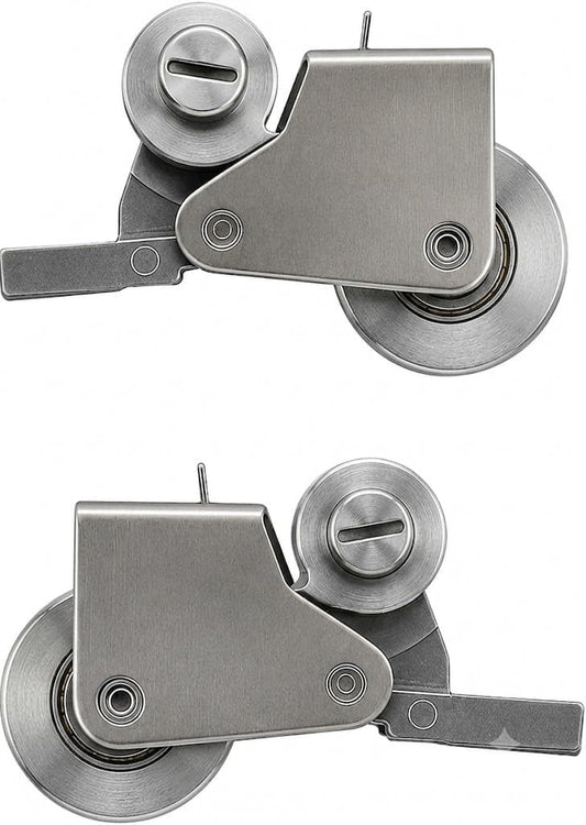 KC Hardware Sliding Patio Screen Door Roller Pair - Left & Right Hand Replacement Rollers, 1" Steel Wheels, Heavy-Duty Steel Housing, Bottom Roller Assembly for Patio Screen Doors