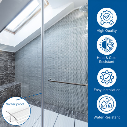 KC Hardware 95 Inch Frameless Shower Door Side Seal Strip, Door H-Jamb with Vinyl Insert (180 Degree) for 3/8 Inch (8-10mm) Thick Glass, Water Guard That Prevents leaks, Ultra Clear