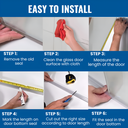 KC Hardware 36 Inch Frameless Clear Door Bottom Seal with Wipe, Shower Door Sweep for 1/4 Glass- Stops Water Leakage and Shower Leaks