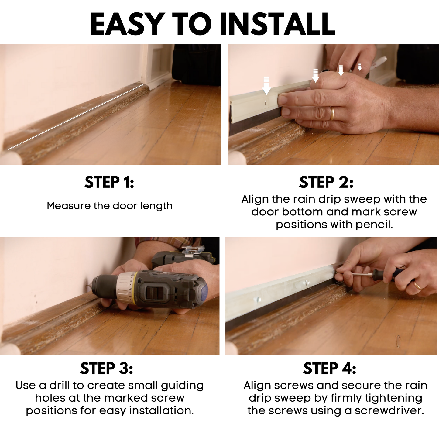 KC Hardware Door Bottom Sweep with Rain Drip Cap| Weather Stripping Door Rain Drip Guard | White Anodized Aluminum with Grey Vinyl Insert| 36 Inch