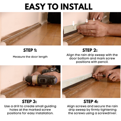 KC Hardware Door Bottom Sweep with Rain Drip Cap| Exterior Door Rain Guard| Bottom Door Weather Stripping| Door Rain Drip Guard |Black Anodized Aluminum with Grey Vinyl Insert