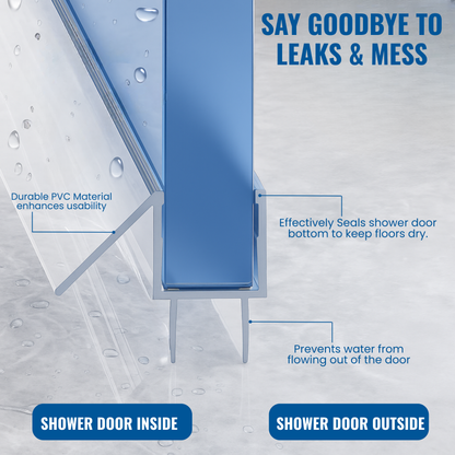 KC Hardware Frameless Shower Door Bottom Seal Strip with Drip Rail - Shower Door Seal Sweep for 1/2 Inch(10 -12mm) Thick Glass- Acts as a Leak Guard to Prevent Water Leaks- 39 Inch- Ultra Clear