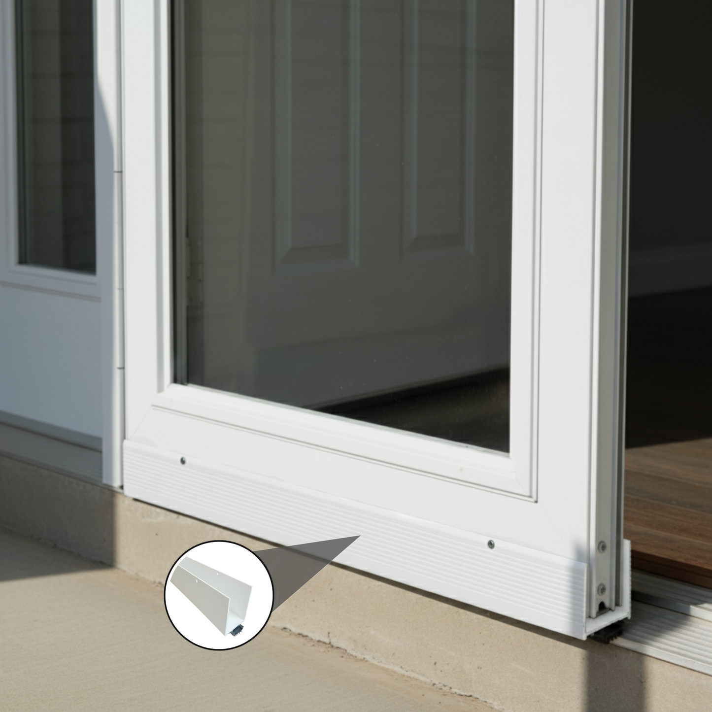 48 In White Aluminum U-Shaped Storm Door Bottom Sweep with Rubber Seal