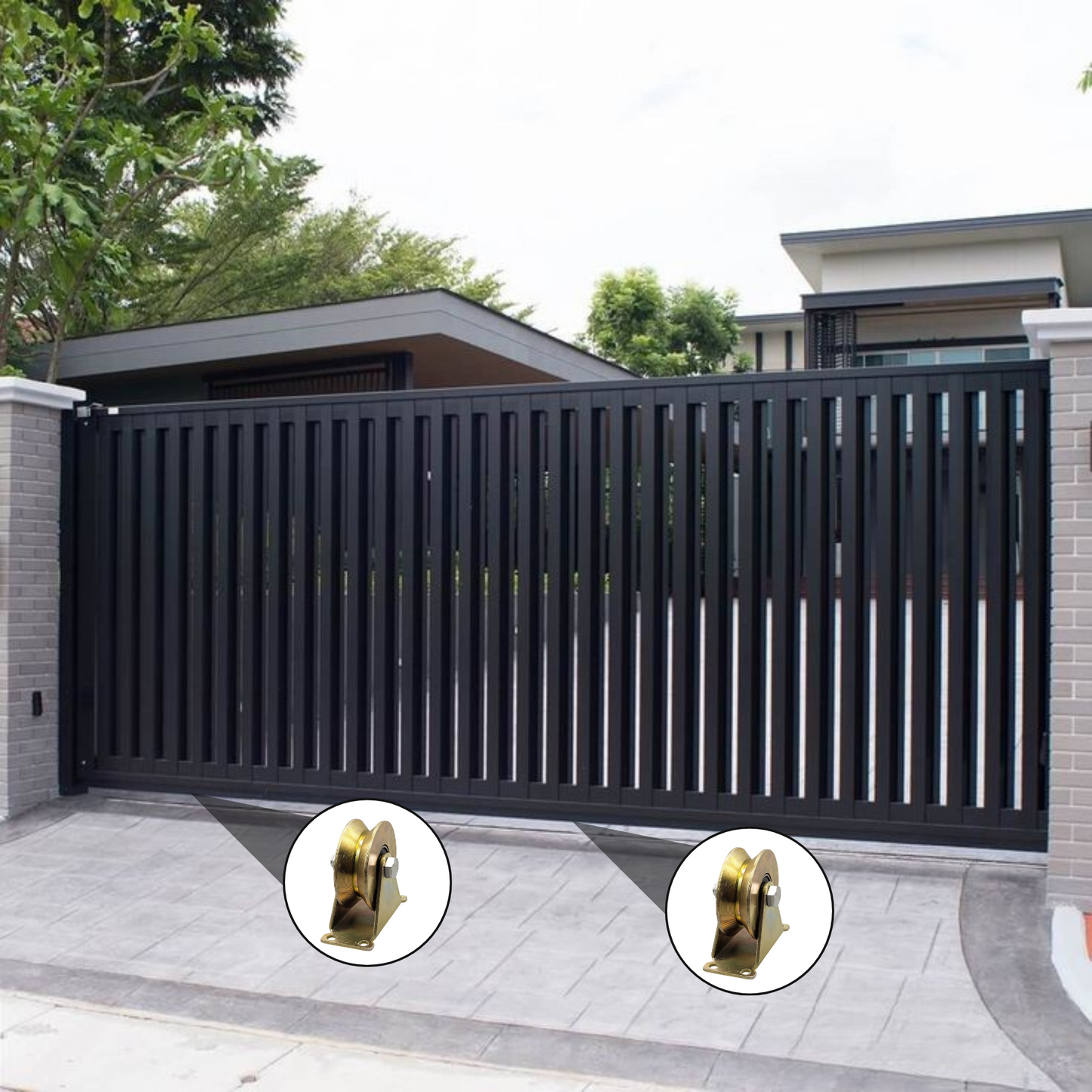 2 Inch Stainless Steel V-Groove Wheel Pulley, Sliding Gate Rollers with Brackets, Heavy Duty Rigid Rolling Gate Wheels for Inverted Track- Load Capacity 660 LB, Pack of 4