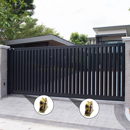 2 Inch Stainless Steel V-Groove Wheel Pulley, Sliding Gate Rollers with Brackets, Heavy Duty Rigid Rolling Gate Wheels for Inverted Track- Load Capacity 660 LB, Pack of 4