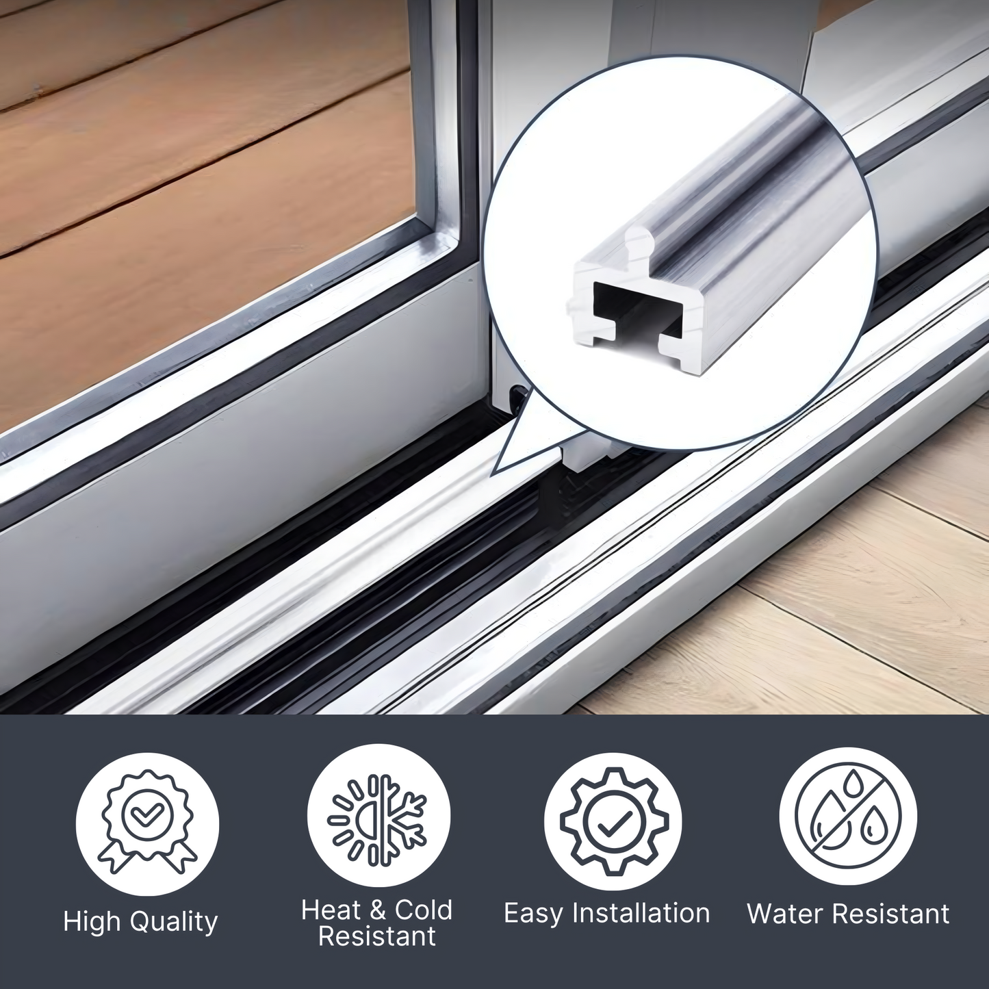 Stainless Steel Sliding Screen Door Track – Heavy-Duty Steel Bottom Track Replacement for Patio and Exterior Doors, Sliding Door Repair Rail- Silvery Finish