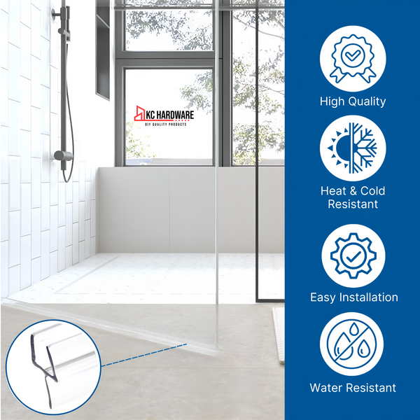 Frameless shower door bottom seal with wipe for 3/8 inch glass
