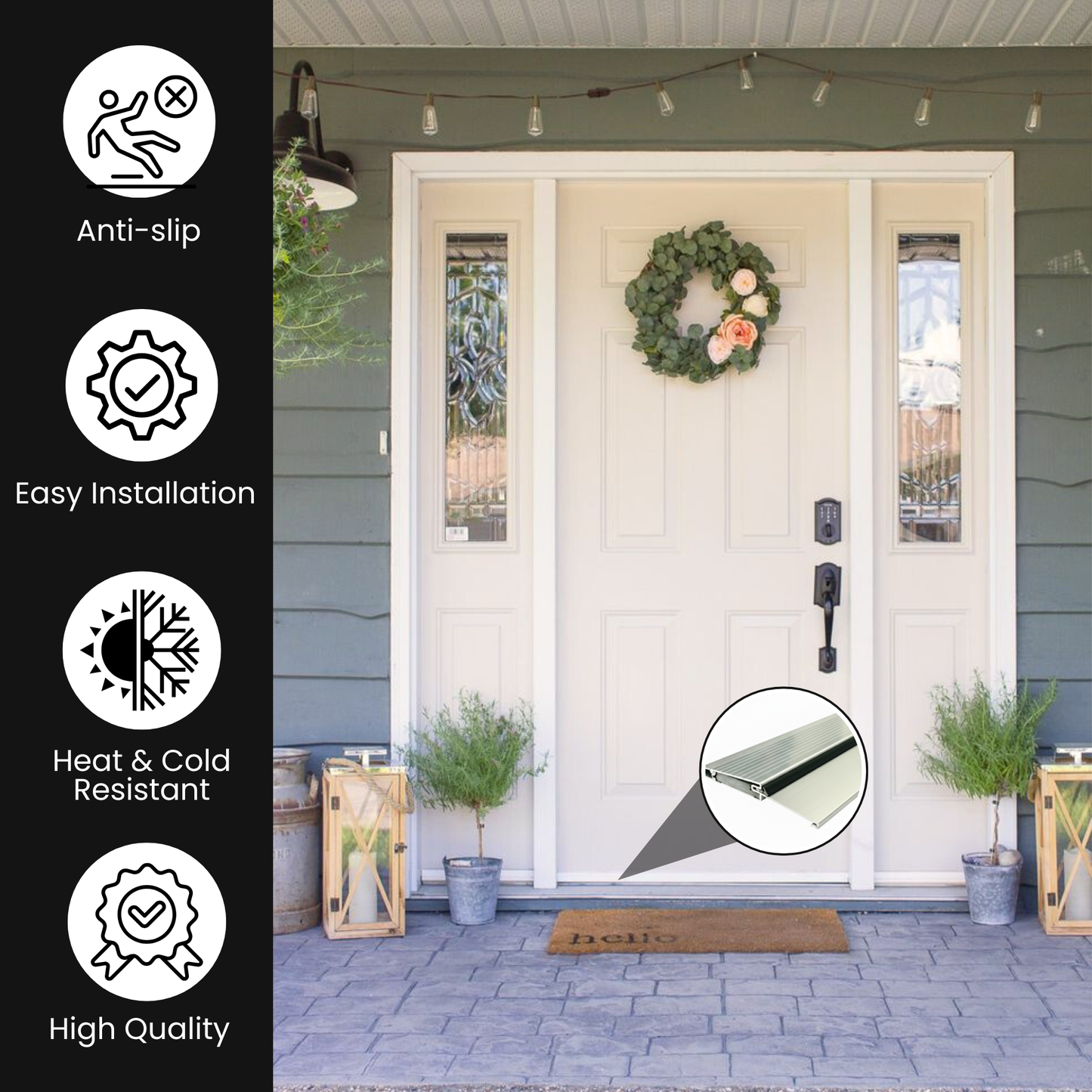 KC Hardware Exterior Door Threshold 4 9/16" Outdoor Swing Mill Threshold Heavy Duty Adjustable Aluminum Door Sill Pan for Weatherproof & Easy Install for Residential/Commercial Use- 36" Length.