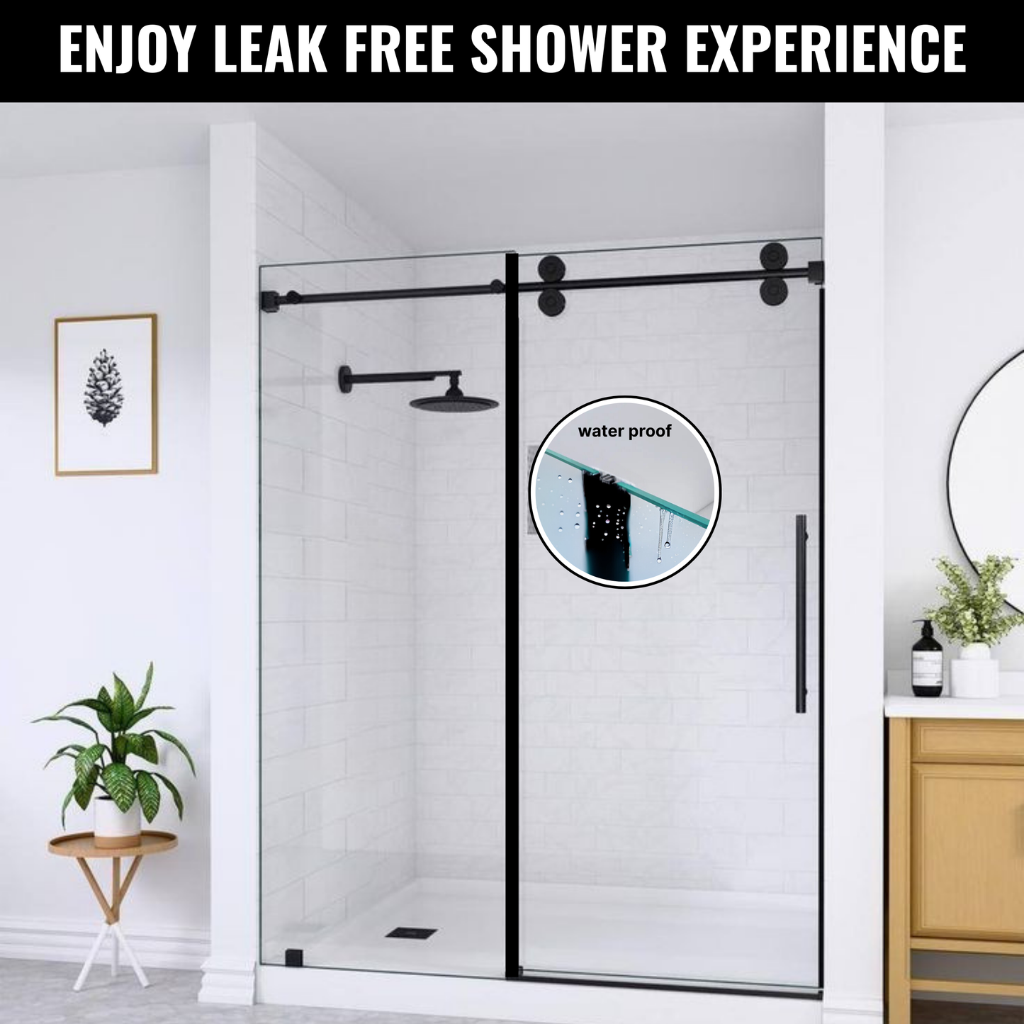 95" H-Type Shower Door Side Seal for 3/8" Glass (8–10mm) - Black