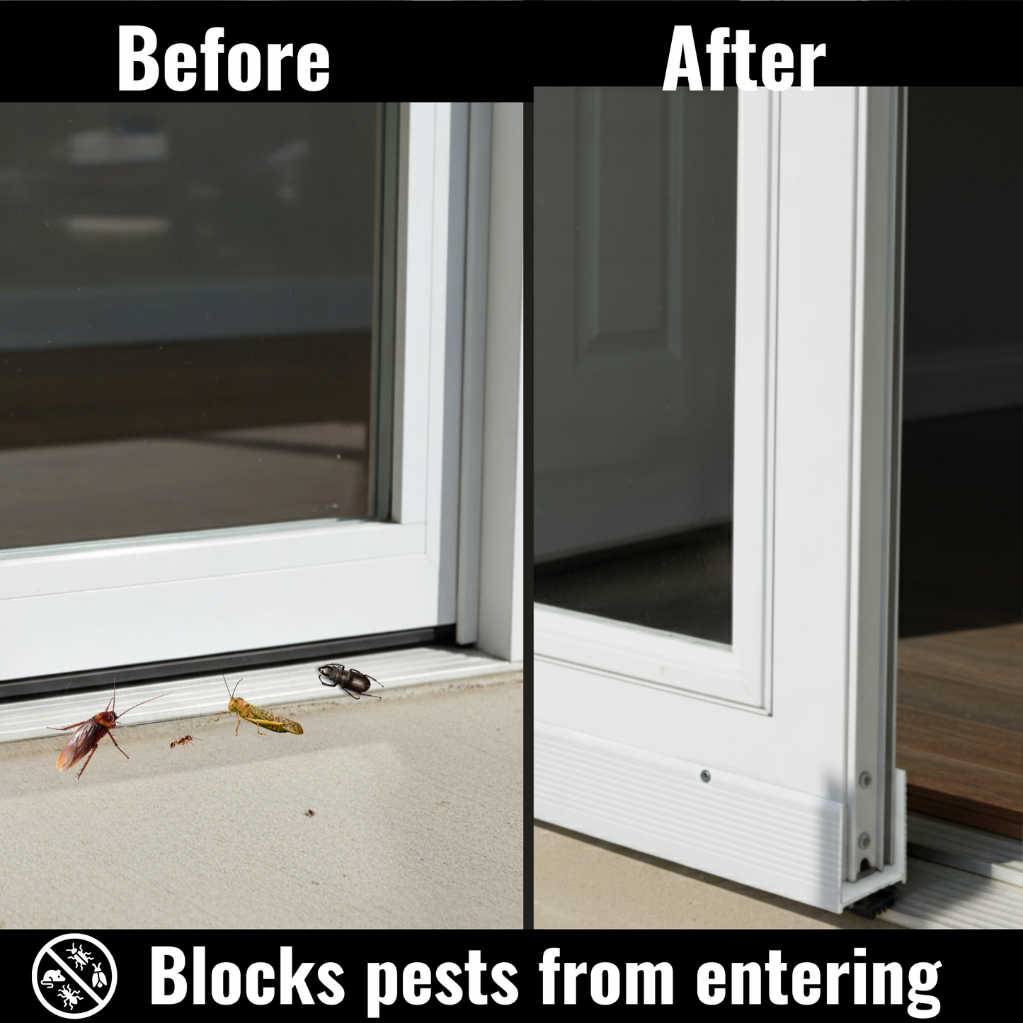 48 In White Aluminum U-Shaped Storm Door Bottom Sweep with Rubber Seal