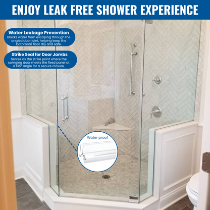 KC Hardware 95 Inch Frameless Shower Door Side H-Jamb Seal, Glass Shower Door Seal Strip (135 Degree) for 3/8 Inch (8-10mm) Thick Glass, Water Guard That Prevents leaks, Ultra Clear