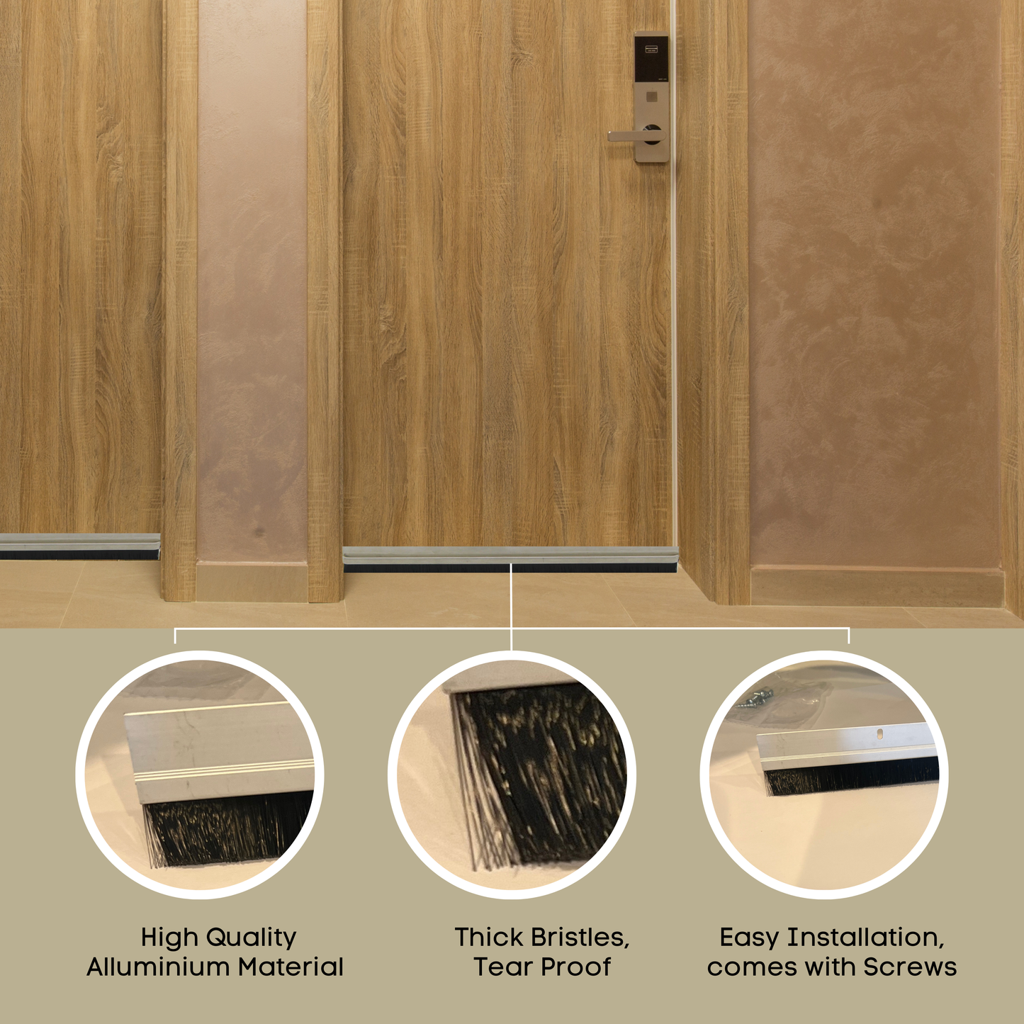 KC Hardware Door Brush Sweep | Door Brush Seal for Interior and Exterior Door Bottoms | 36 Inch | Silver Aluminum Plate 7/8 Inch