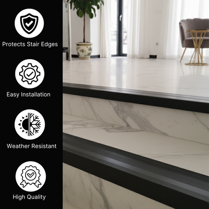 Black Aluminum Stair Nosing 36" length – Heavy-Duty Stair Edge Protector, Non-Slip Stair Nose Molding, Scratch-Resistant Stair Sill Trim for Safety & Durability