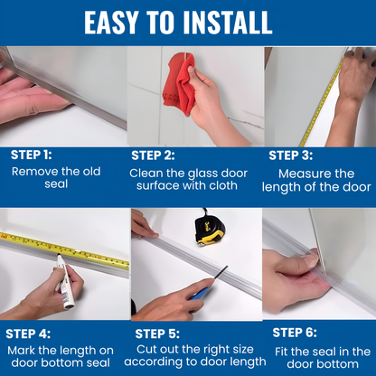 KC Hardware 47 Inch Frameless Clear Door Bottom Seal with Wipe, Shower Door Sweep for 3/8 Inch (8-10mm) Glass- Stops Water Leakage and Shower Leaks