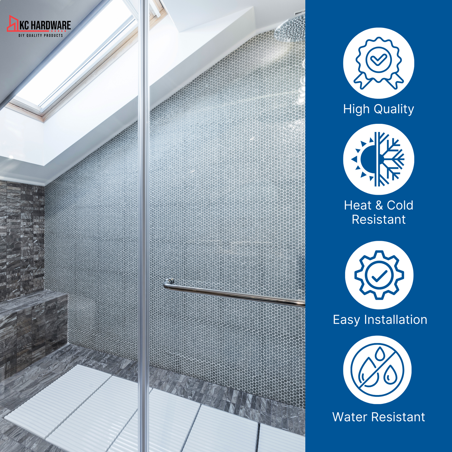 CBW Frameless Shower Door Side Seal Strip H-Type 180 Degree 72'' Length, Clear (3/8'' Glass)