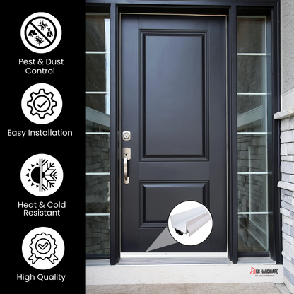 Aluminum U-Shaped Door Bottom Sweep with Drip Cap, 1 3/4" Width