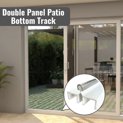Old Style Sliding Glass Door Track Double Panel Track, Sliding Door Bottom Track, Screen Door Track Repair Rail - White