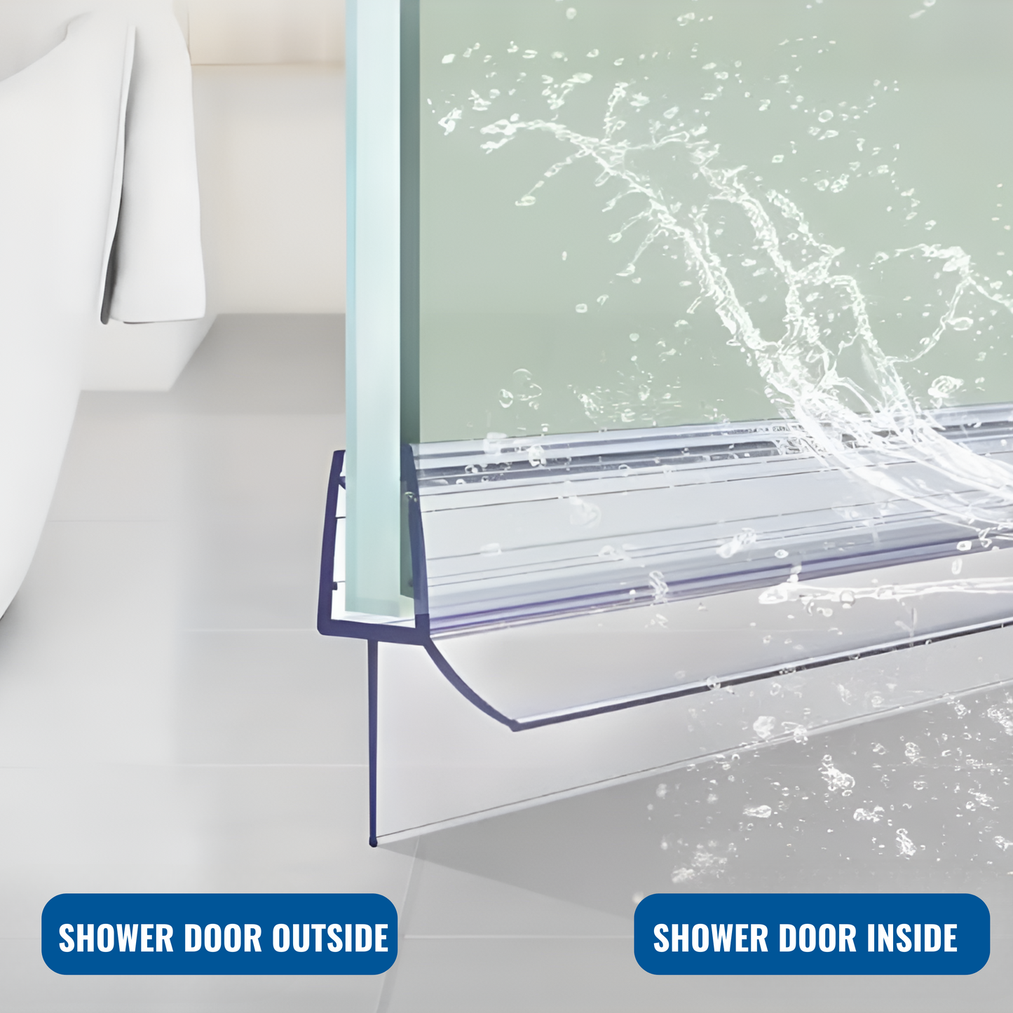 KC Hardware 36 Inch Frameless Clear Door Bottom Seal with Wipe, Shower Door Sweep for 1/4 Glass- Stops Water Leakage and Shower Leaks