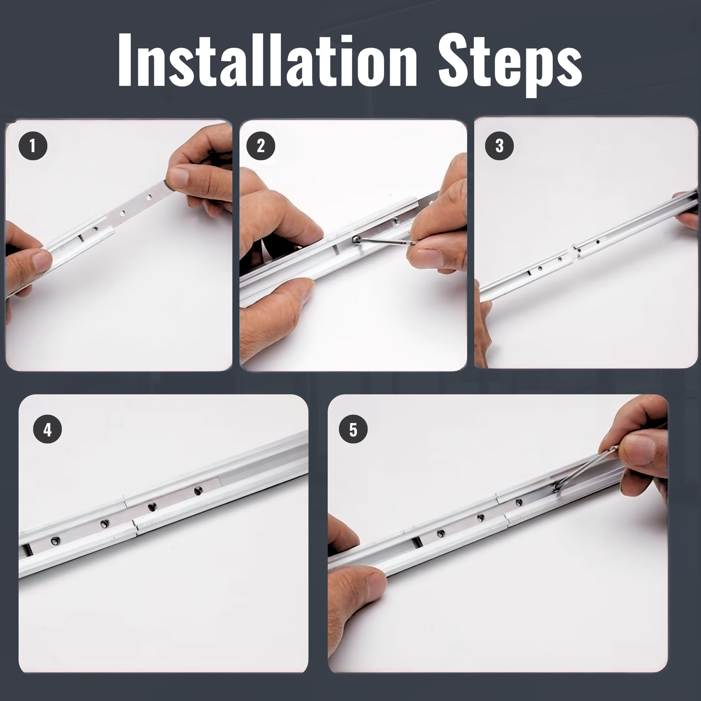 Stainless Steel Sliding Screen Door Track – Heavy-Duty Steel Bottom Track Replacement for Patio and Exterior Doors, Sliding Door Repair Rail- Silvery Finish