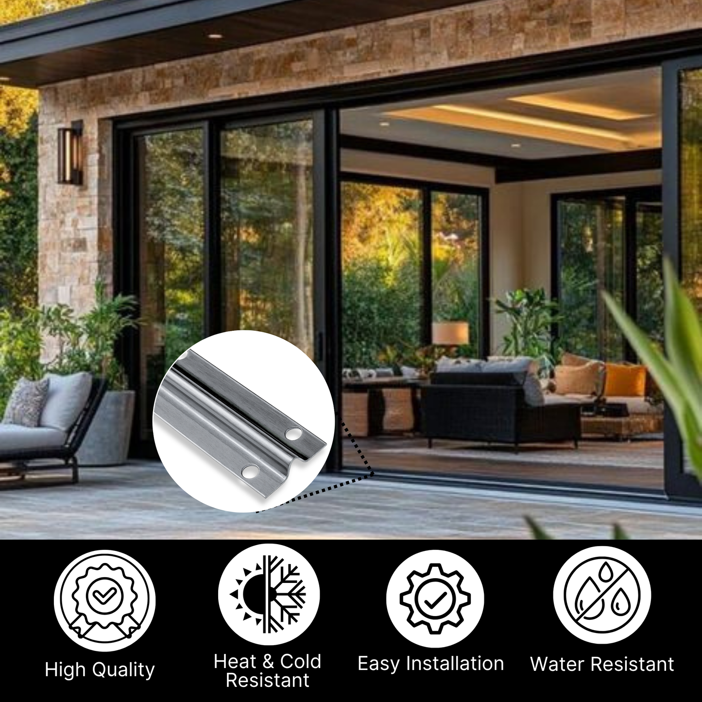 KC Hardware Stainless Steel Sliding Glass Door Screw Down Track, Inverted V Bottom Track for Sliding Screen Doors- Satin Anodized