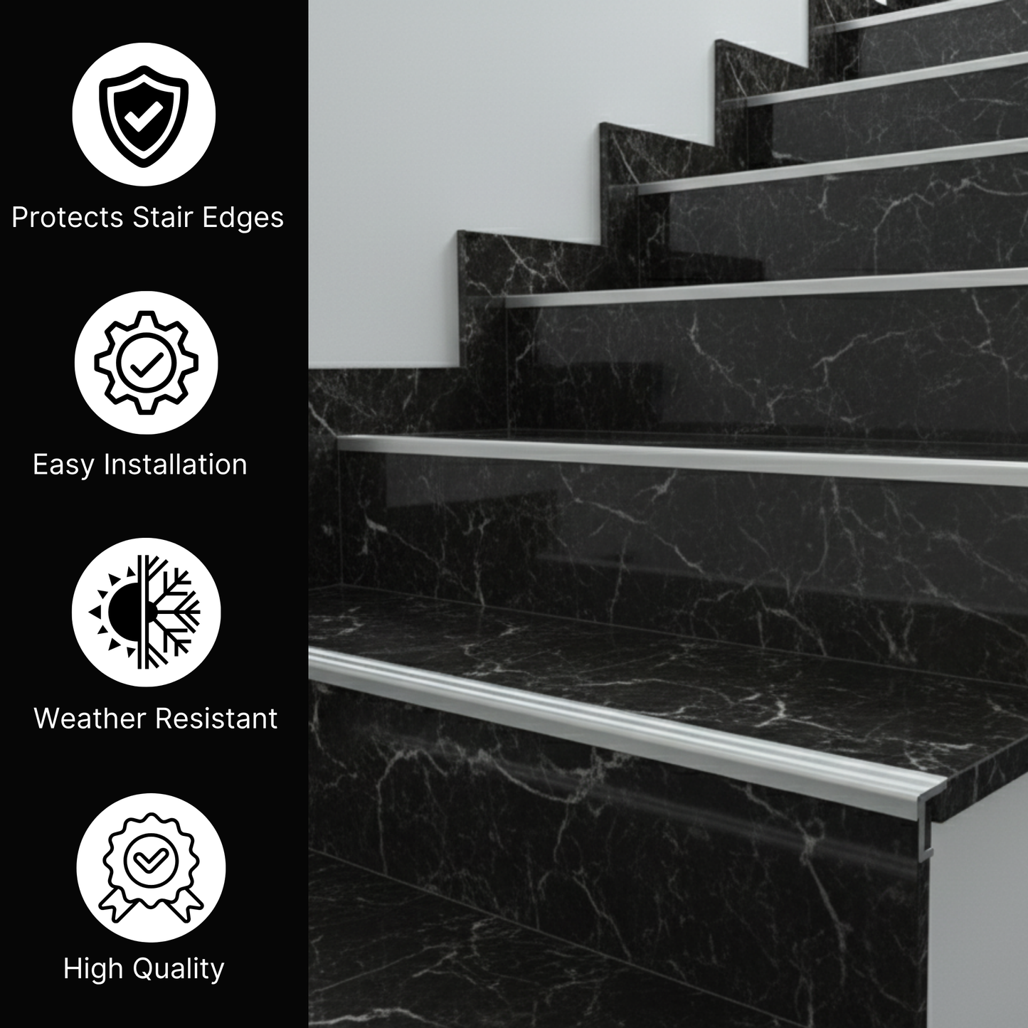 Mill Aluminum Stair Nosing 36" length – Heavy-Duty Stair Edge Protector, Non-Slip Stair Nose Molding, Scratch-Resistant Stair Sill Trim for Safety & Durability.