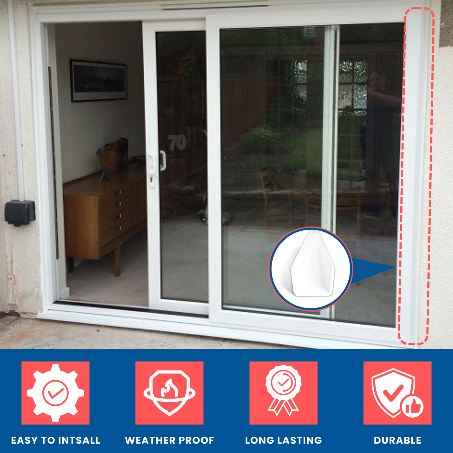 KC Hardware Aluminum Side U Channel Frame 5/8" Wide x 1/2" Tall for Sliding Screen Door, Weather Resistant Sliding Screen Patio Door Channel (White, 72" (Pack of 1)