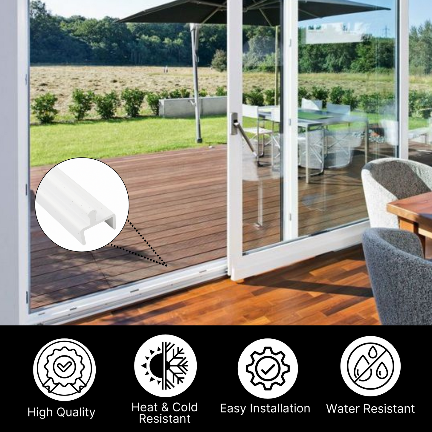 KC Hardware White Aluminium Sliding Screen Door Bottom Track, Patio Door Track Replacement, Sliding Door Track Repair- 72" Length.