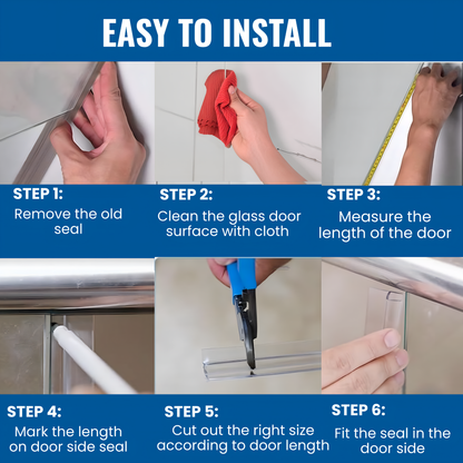 CBW Frameless Shower Door Side Seal Strip H-Type 180 Degree 72'' Length, Clear (1/2'' Glass)