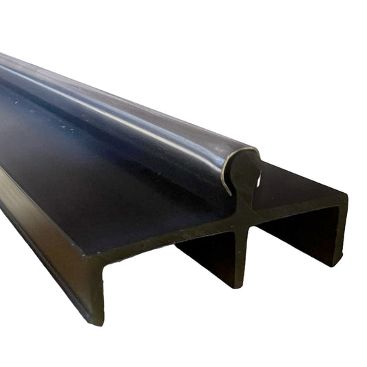Vinyl Sliding Door Track w/ Stainless Steel Cover - Black, 72-96"