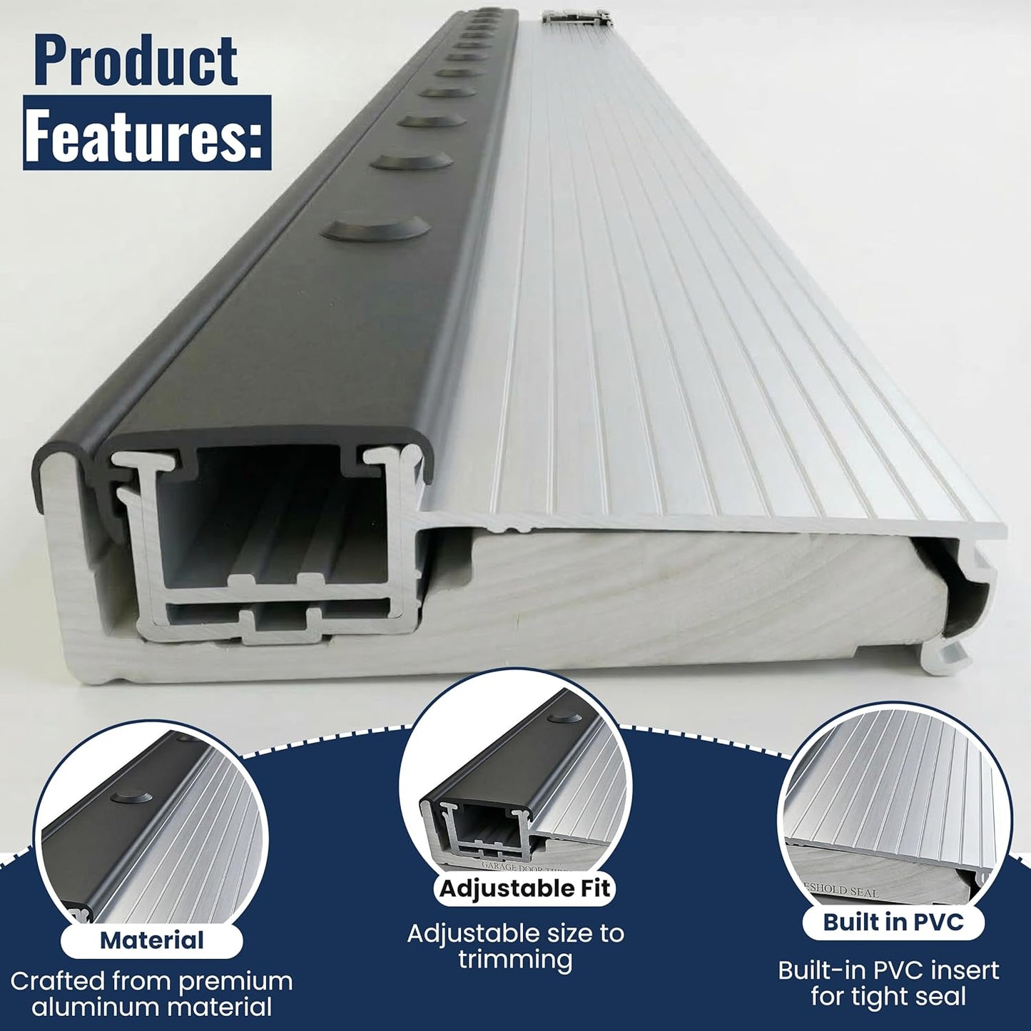 Heavy Duty Anodized Adjustable Aluminum Threshold Extension 36 in Silver