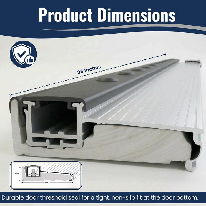 Heavy Duty Anodized Adjustable Aluminum Threshold Extension 36 in Silver