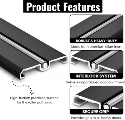 Heavy-Duty Sliding Door Bottom Track 95 in Aluminum Black Finish