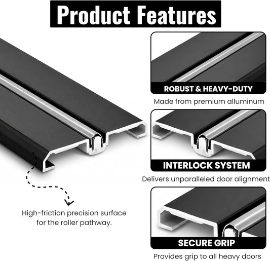 Heavy-Duty Sliding Door Bottom Track 95 in Aluminum Black Finish