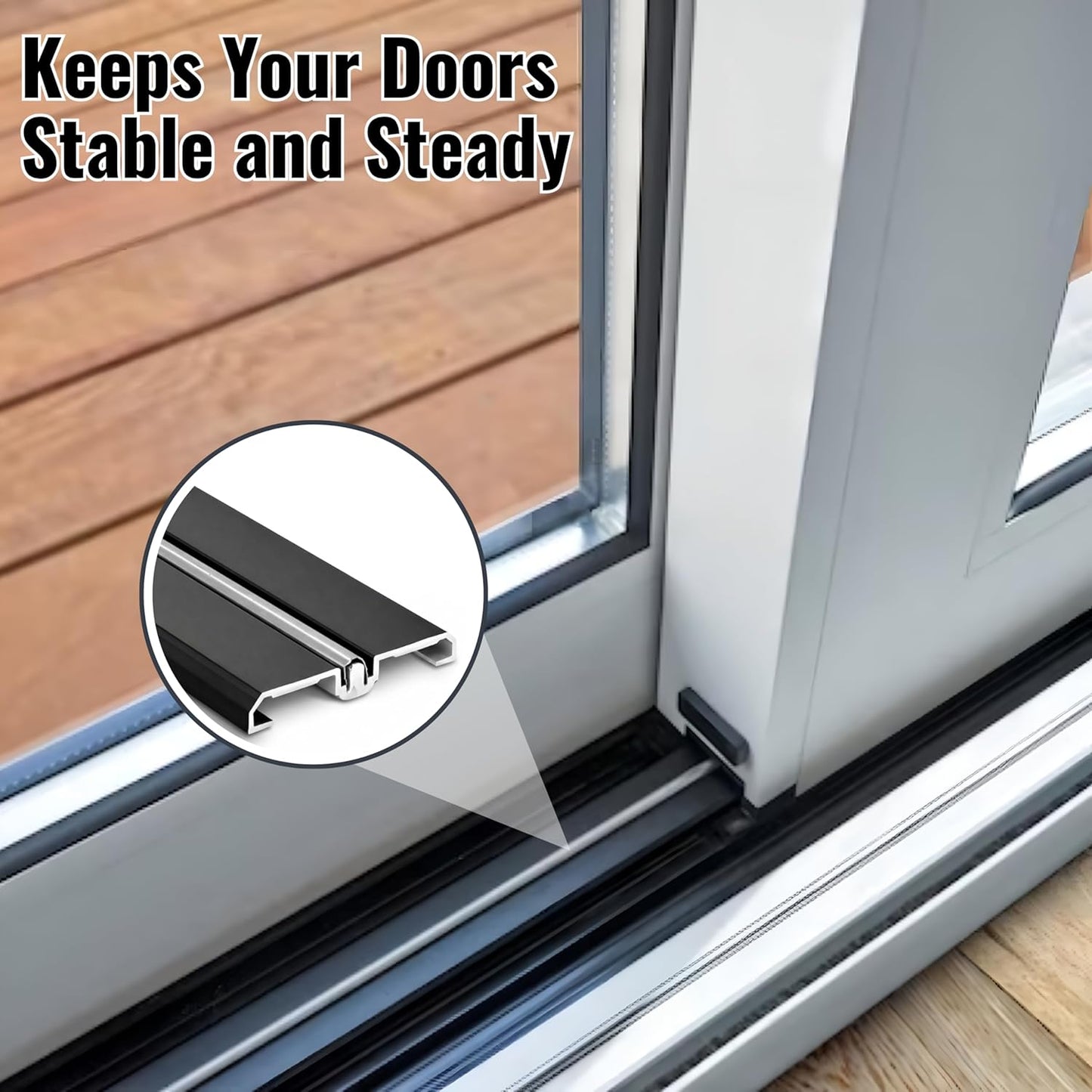 Heavy-Duty Sliding Door Bottom Track 95 in Aluminum Black Finish