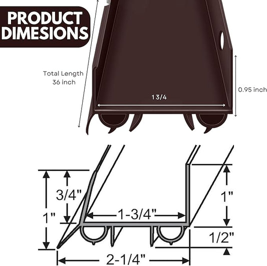 Brown U-Shaped Vinyl Door Bottom Sweep for 1-3/4" Doors, 36"